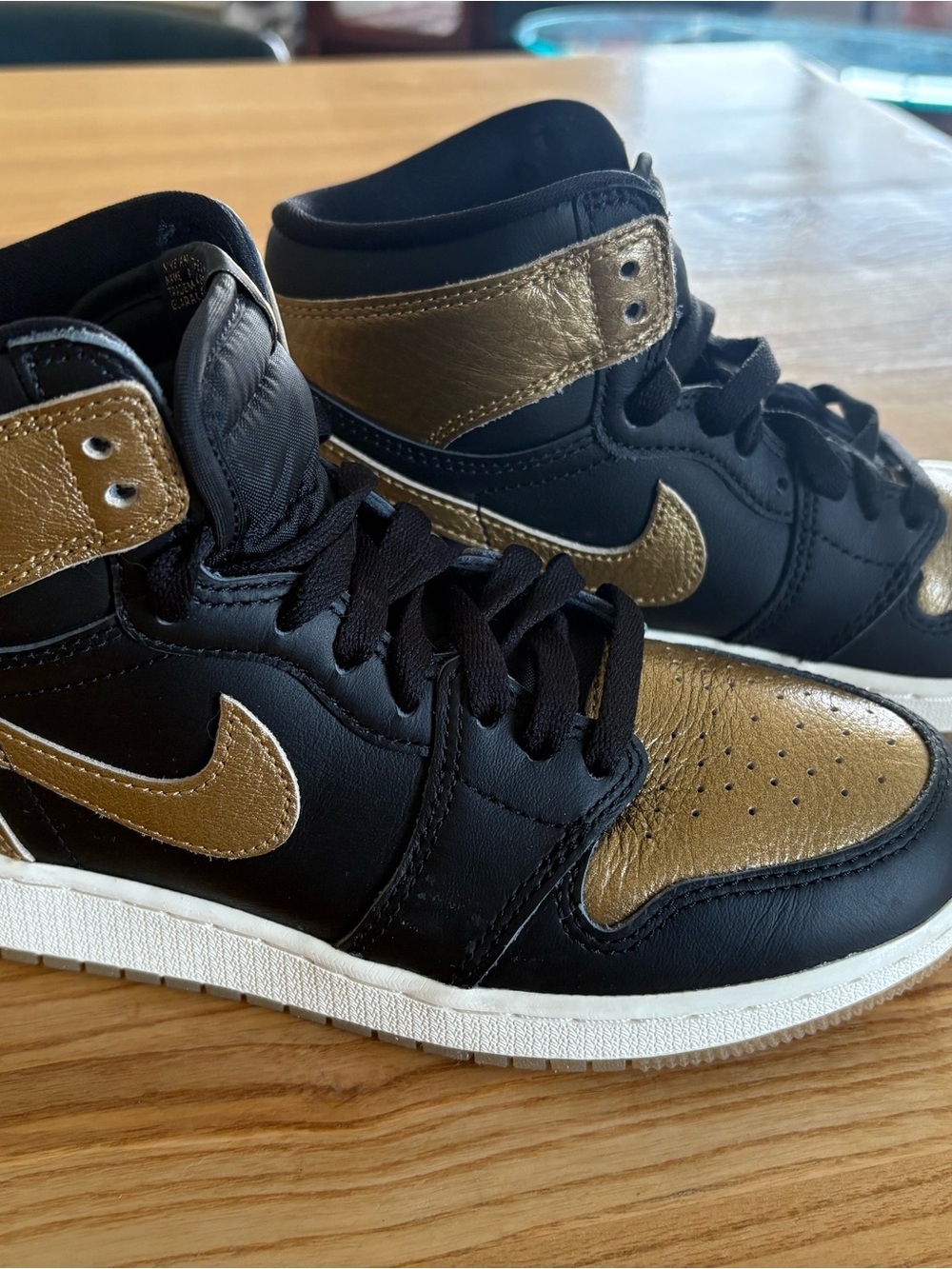 Nike Kids High-Top Sneakers in Black and Gold